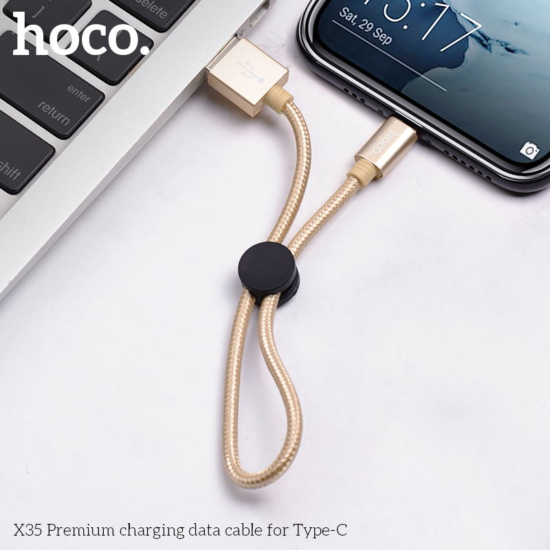 X35 Type C Charging Cable (L=0.25M)- Gold