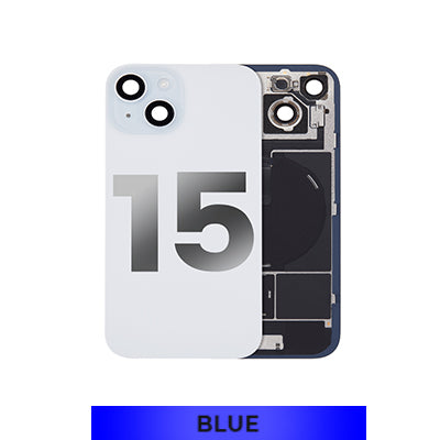 Iphone 15 Back Glass With Camera Lens + Magnet + Wireless Flex Charger OEM - Blue