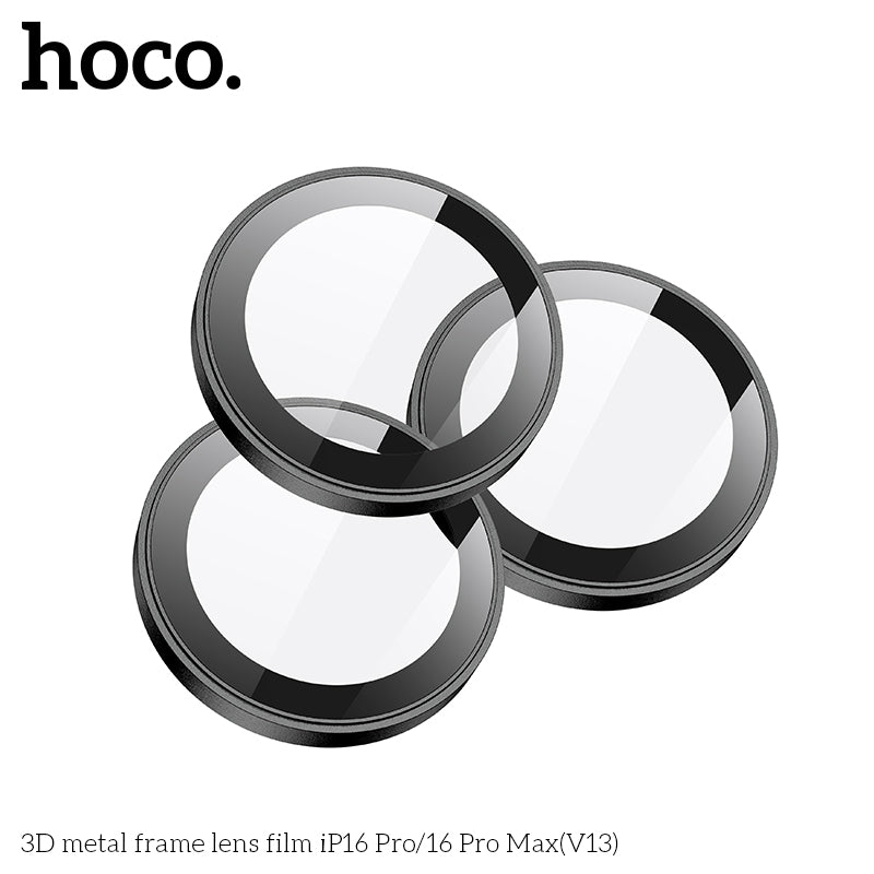HOCO 3D metal frame lens film iP16 Pro/16 Pro Max(V13) - Titanium Gold