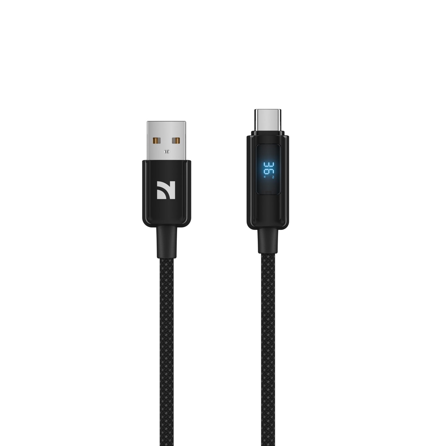 NCC XC-0402 USB-A To Lightning 36W 1.2M Power Display with Zinc Alloy Connector - Black