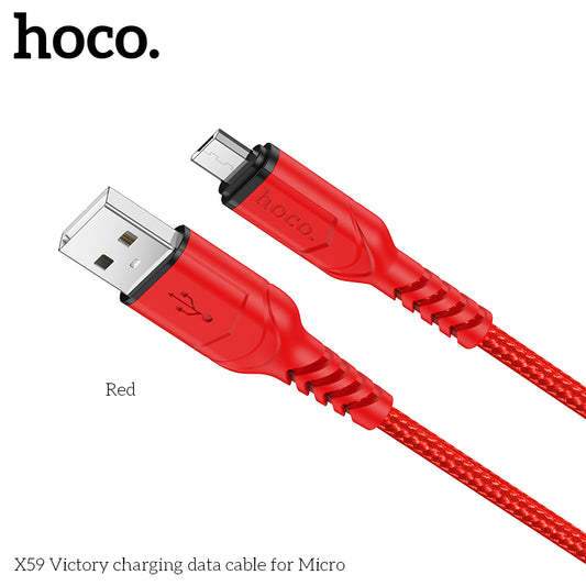 HOCO X59 Victory charging data cable for Micro Red