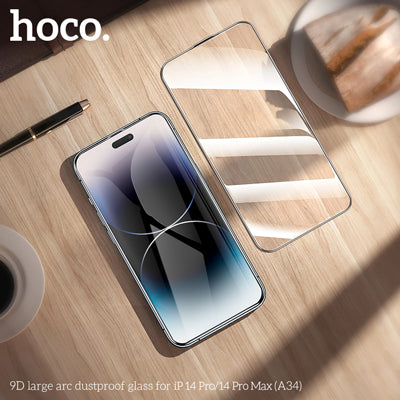 HOCO A34 9D Large Arc Dustproof Glass Screen Protector For iP14Pro/ 15