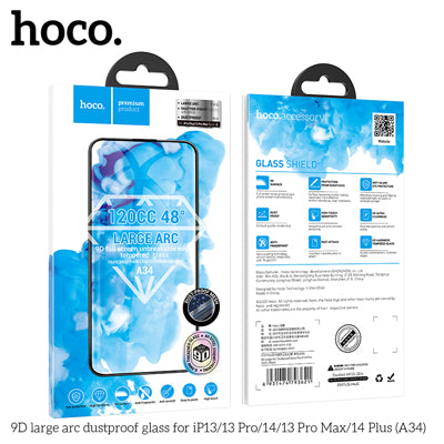HOCO A34 9D Large Arc Dustproof Glass Screen Protector For iP13 Pro Max /14 Plus