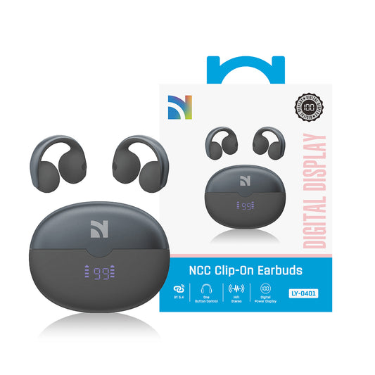 NCC LY-0401 clip-on Bluetooth earbuds, black