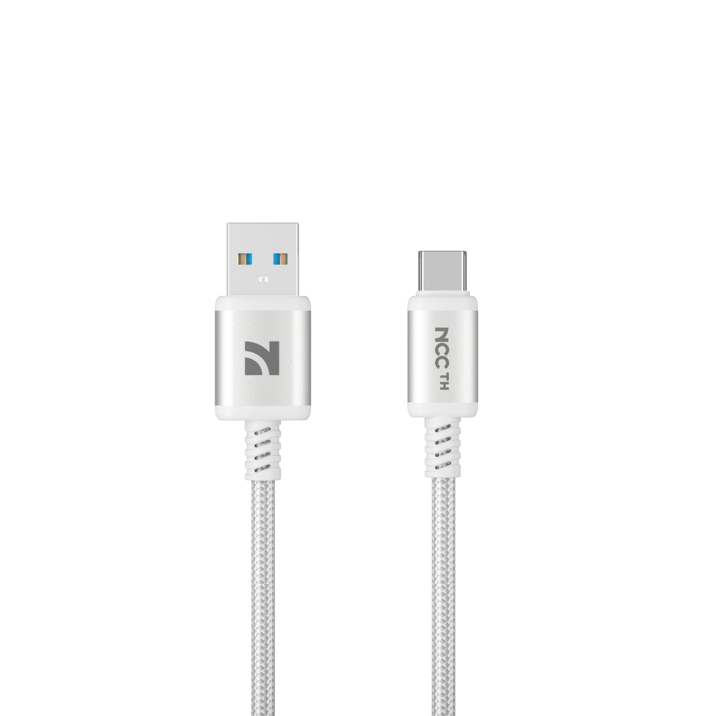 NCC XC-XC-0714 USB-A To USB-C 22.5W 1.2M Braided & Aluminium Case - Light Grey
