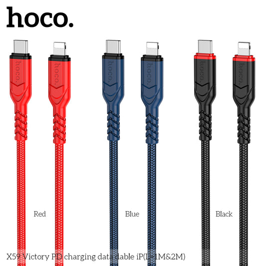 50% credit back - HOCO X59 Victory PD charging data cable iP(L=2M) Black