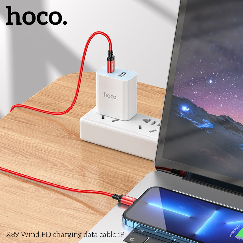 Hoco X89 Wind PD charging data cable iP Black