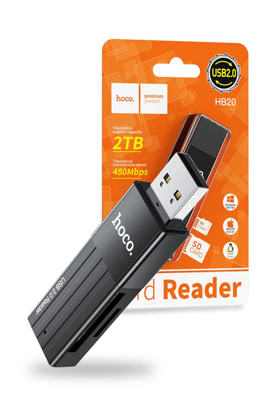 HOCO HB20 Mindful 2-in-1card reader(USB2.0) – mobiledirectau