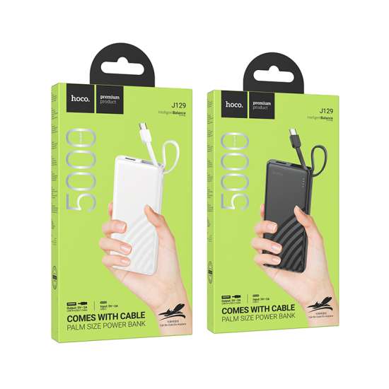 Hoco J129 Nature power bank with cable(USB-C)(5000mAh) White