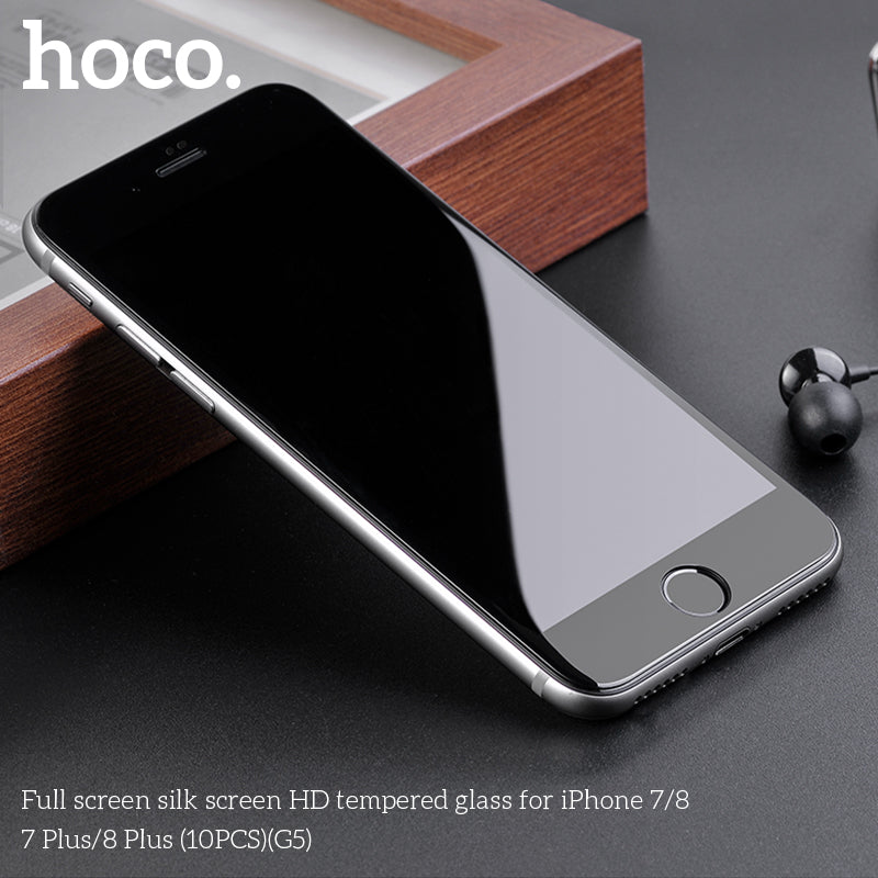 HOCO G5 Full Silk Screen HD Tempered Glass For iP7/8 Plus - 10 Pack