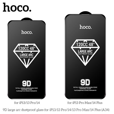 HOCO A34 9D Large Arc Dustproof Glass Screen Protector For iP14/13/13Pro