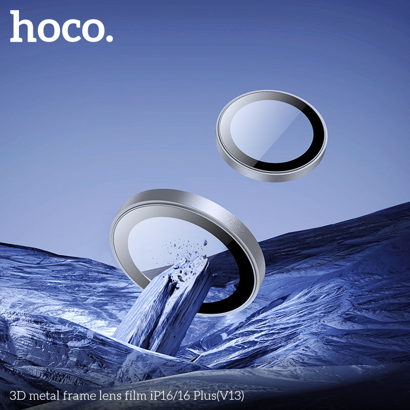 HOCO 3D metal frame lens film iP16/16 Plus(V13) - Silver