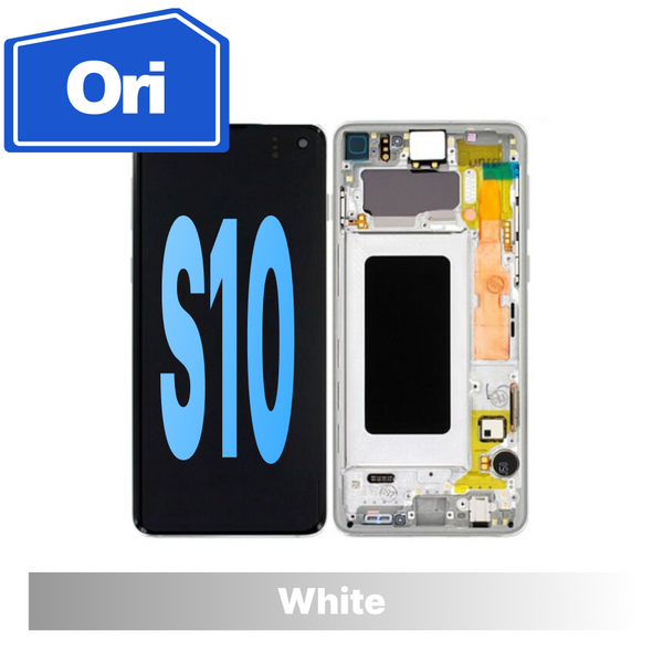 Samsung Galaxy S10 Compatible Amoled Assembly with Frame Brand New -White