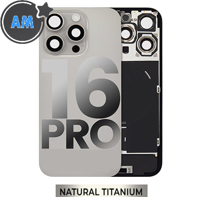 Iphone 16 Pro Back Glass With Camera Lens + Magnet + Wireless Flex Charger + Adhesive Aftermarket Natural Titanium