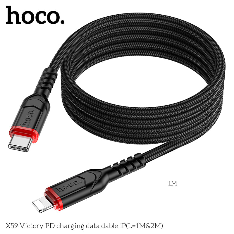 50% credit back - HOCO X59 Victory PD charging data cable iP(L=2M) Black
