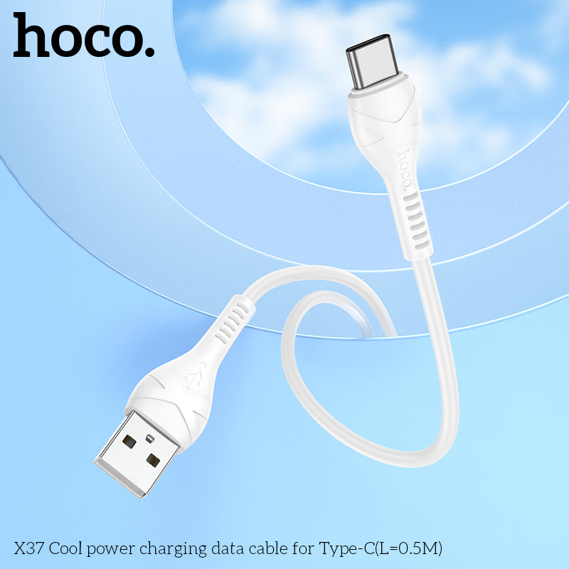 HOCO X37 Cool power charging data cable for Type-C(L=0.5M) White
