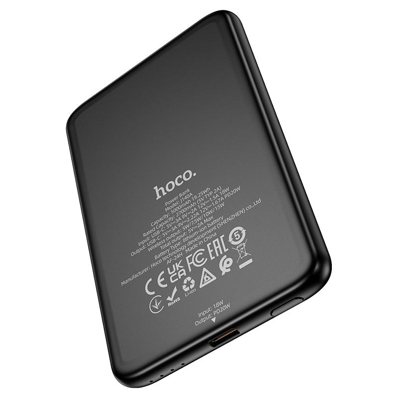 Hoco J140A black Tony PD20W ultra-thin magnetic power bank(5000mAh)