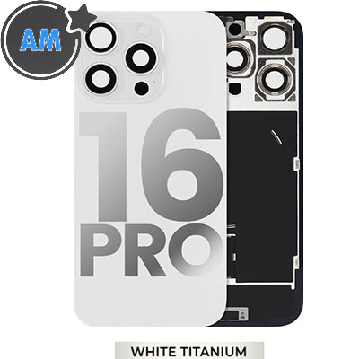 Iphone 16 Pro Back Glass With Camera Lens + Magnet + Wireless Flex Charger + Adhesive Aftermarket White Titanium