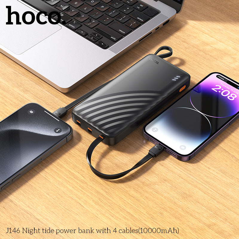 J146 Night tide 10000mAh with 4 cables power bank wholesale mobile accessory