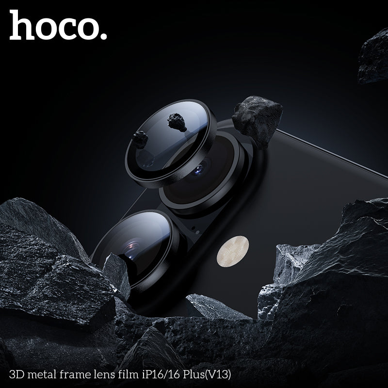 HOCO 3D metal frame lens film iP16/16 Plus(V13) - Silver