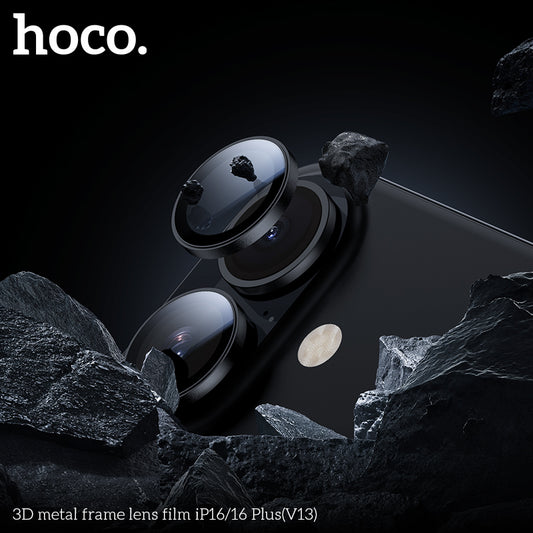 HOCO 3D metal frame lens film iP16/16 Plus(V13) - Silver