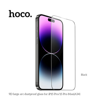 HOCO A34 9D Large Arc Dustproof Glass Screen Protector For iP15 Pro Max