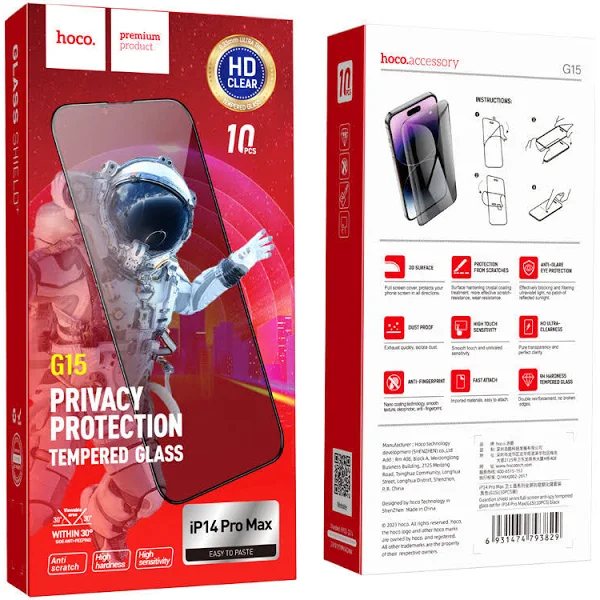 Hoco G11 Full Screen HD Privacy Protection Tempered Glass for iPXS Max/11PM