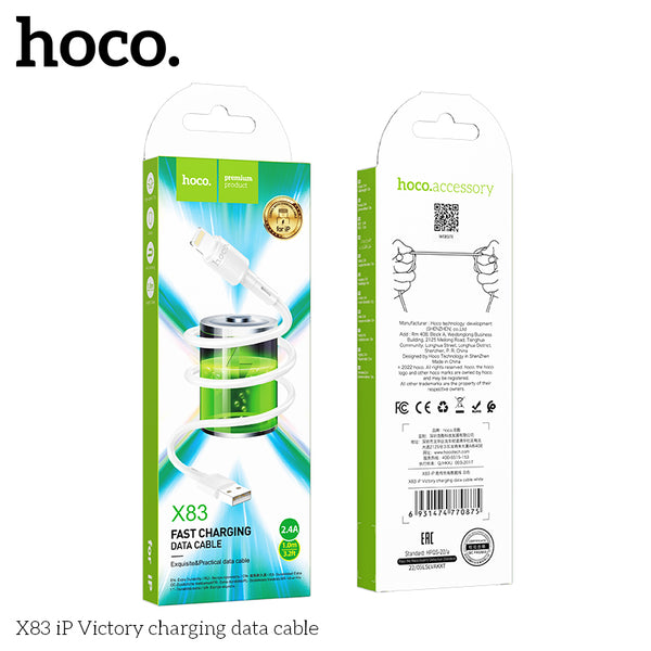 Hoco X83 iP Victory Charging Data Cable - White