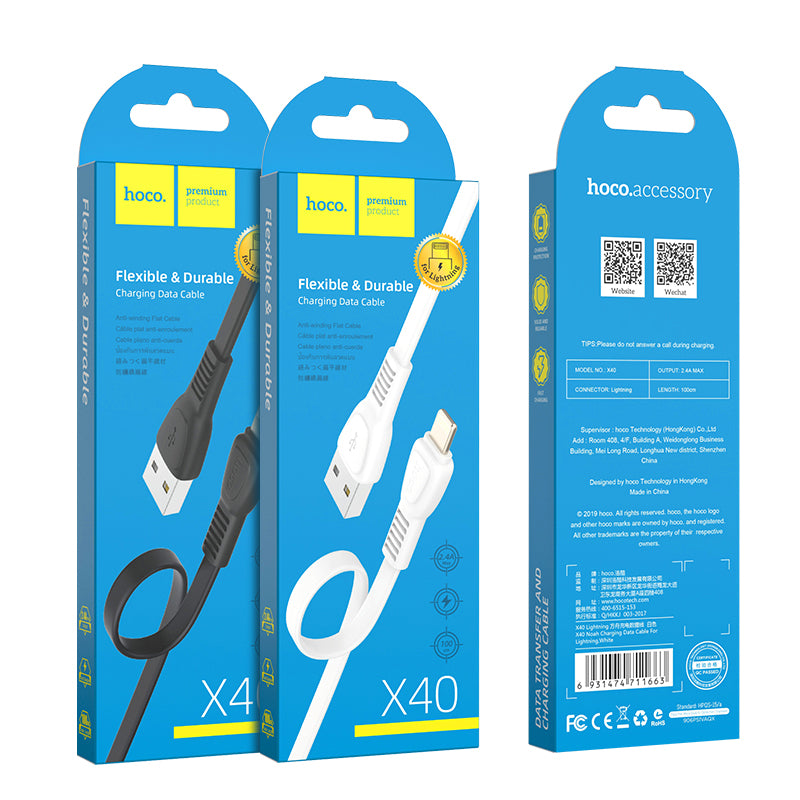 HCOO X40 Noah charging data cable for Lightning - Black