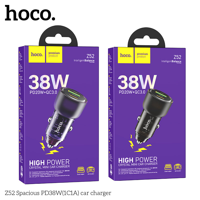 HOCO Z52 Spacious PD38W 1C1A car charger - Black wholesale mobile accessory