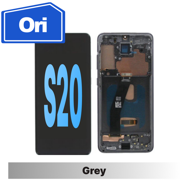 Samsung Galaxy S20 Compatible Amoled Assembly with Frame Brand New - Cosmic Grey
