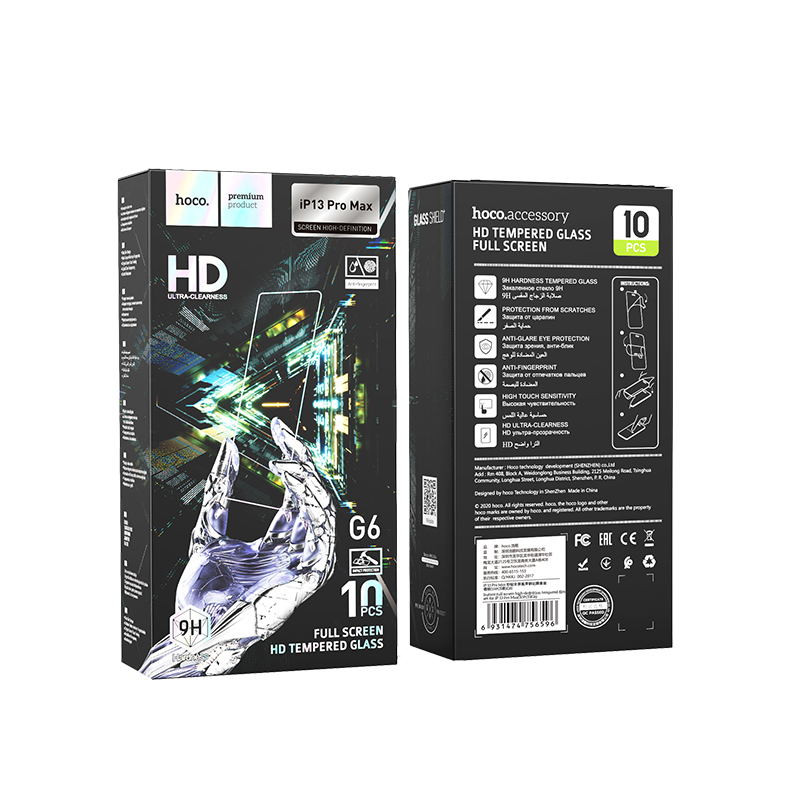 HOCO G6 Instant Full screen high definition tempered glass for iPhone 13 Pro Max -10 PACKS