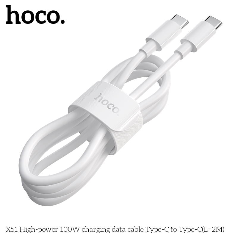 X51 Type-C to Type-C 100W Super High Power Charging Cable Laptop (L=2M)- White