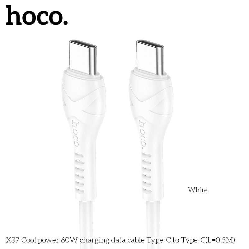 HOCO X37 Cool power 60W charging data cable Type-C to Type-C(L=0.5M) White