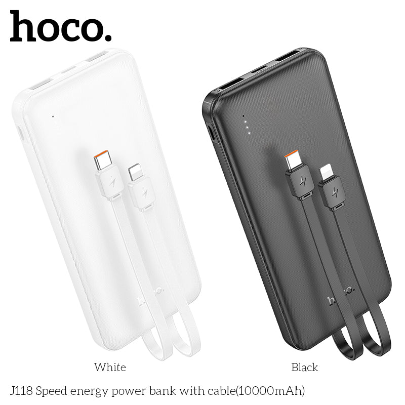 Hoco J118 Speed energy power bank with cable 10000mAh - Black wholesale mobile accessory