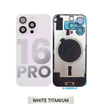 iPhone 16 Pro Compatible Back Glass With Camera Lens And Magsafe Magnet OEM - White Titanium