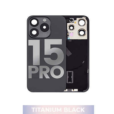 Iphone 15 Pro Back Glass With Camera Lens + Magnet + Wireless Flex Charger OEM Black Titanium