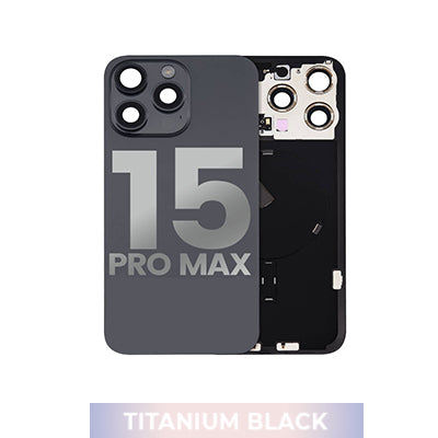 Iphone 15 Pro Max Back Glass With Camera Lens + Magnet + Wireless Flex Charger OEM Black Titanium
