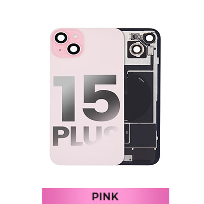 Iphone 15 Plus - Back Glass With Camera Lens And Magnet And Wireless Flex Charger- Pink-OEM