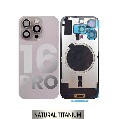 iPhone 16 Pro Compatible Back Glass With Camera Lens And Magsafe Magnet OEM - Natural Titanium