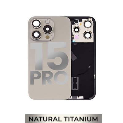 Iphone 15 Pro - Back Glass With Camera Lens And Magnet And Wireless Flex Charger- Natural Titanium-OEM