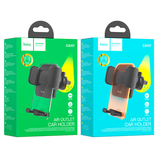 HOCO CA117 Exquisite Press Type Air Outlet Car Holder - Black