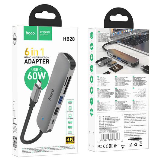 HOCO HB28 Type-C multi-function converter(HDTV+USB3.0+USB2.0+SD+TF+PD)
