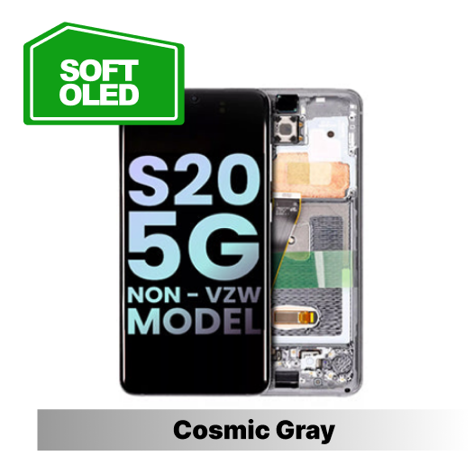 Samsung Galaxy S20 Compatible Amoled Assembly -Soft Oled Aftermarket - Cosmic Gray