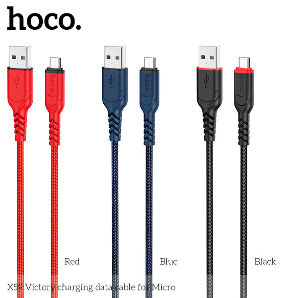 HOCO X59 Victory charging data cable for Micro Blue