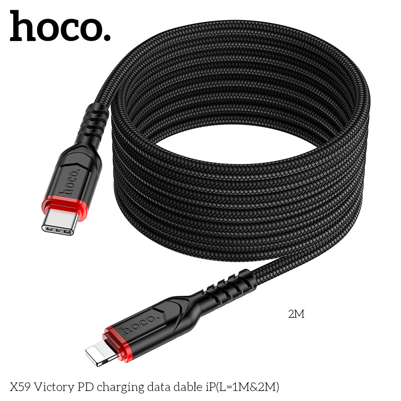 50% credit back - HOCO X59 Victory PD charging data cable iP(L=2M) Black