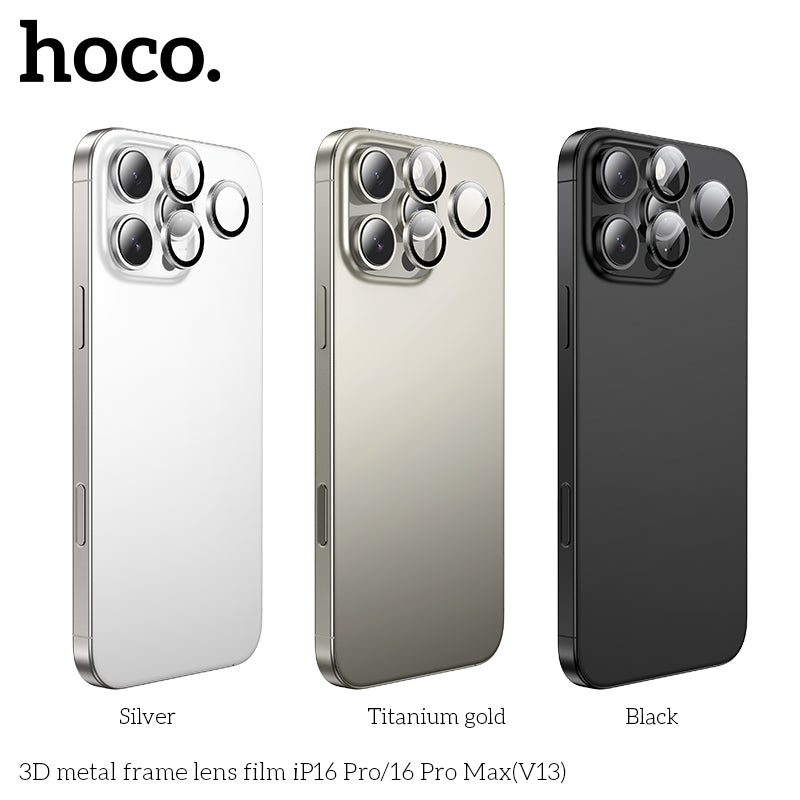 HOCO 3D metal frame lens film iP16 Pro/16 Pro Max(V13) - Black
