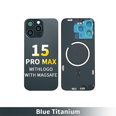 Iphone 15 Pro Max Back Glass With Camera Lens And Magnet And Adhesive OEM - Blue Titanium