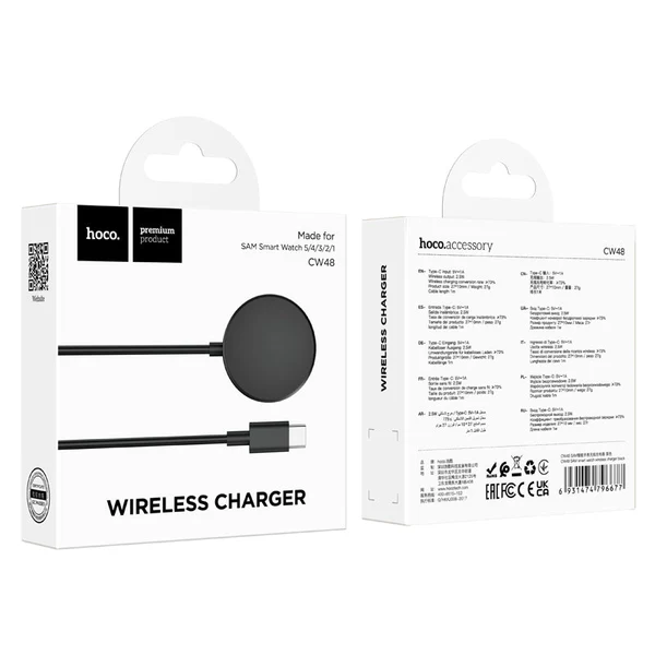 HOCO CW48 SAM smart watch wireless charger - Black