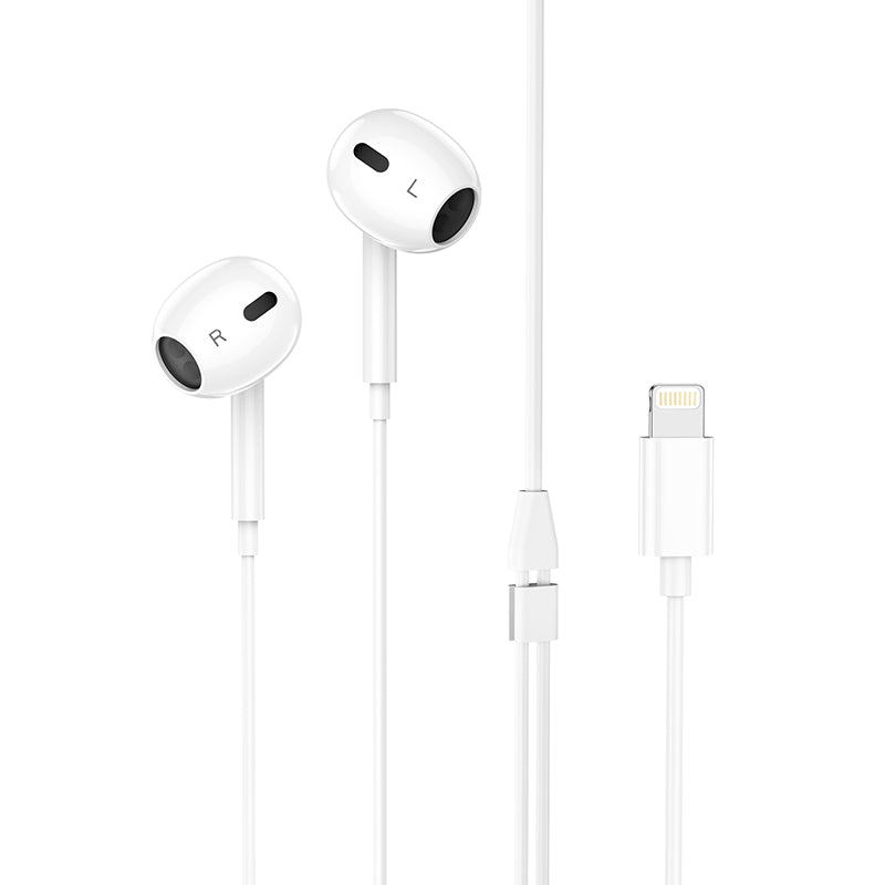 M1 Max crystal earphones for iP with mic - White